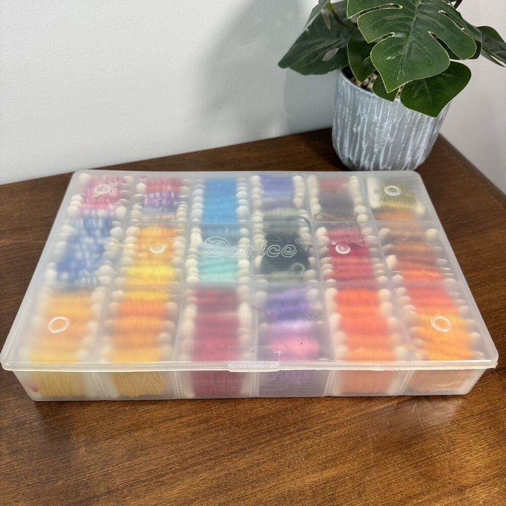 Darice Embroidery Floss & Thread Organizer Box with Skeins Assorted Colors